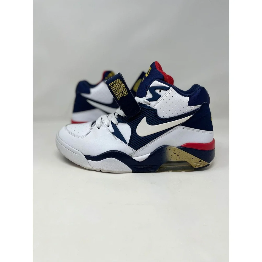 Nike Air Force 180 Mens Size 10 White Navy Gold Excellent Olympic Barkley